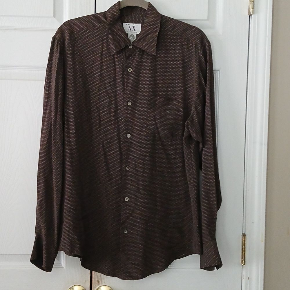 Armani Exchange brown long sleeve button down dress shirt Sz M  NWOT